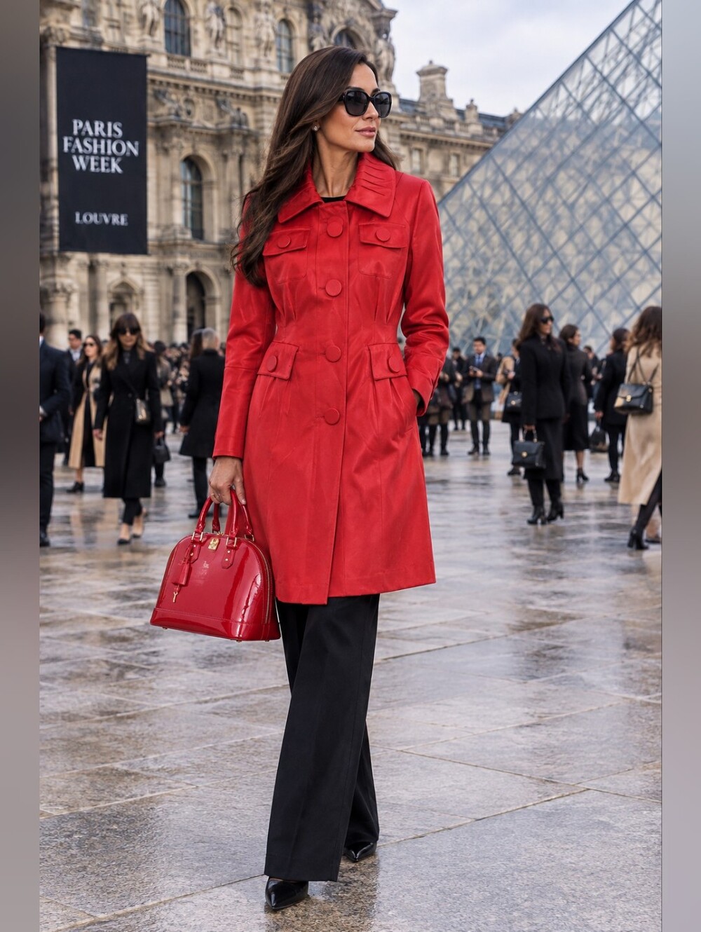 Red Women's Trench Coat - Classic Fit